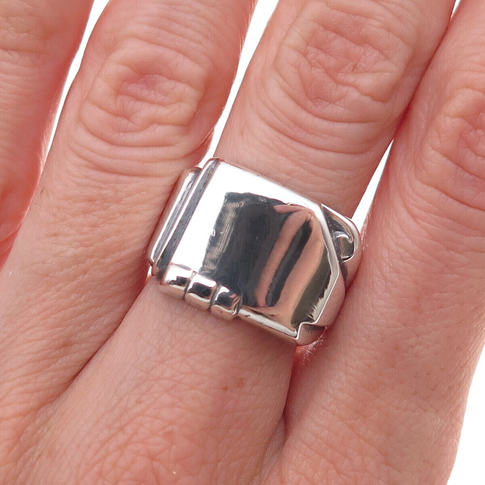 Clark & Coombs 925 Sterling Silver Antique Art Deco Oxidized Ring Size 8